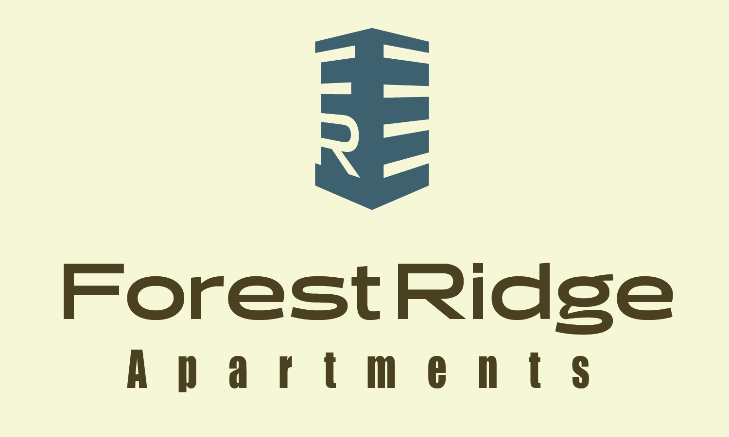 the logo for forest ridge apartments on a yellow background